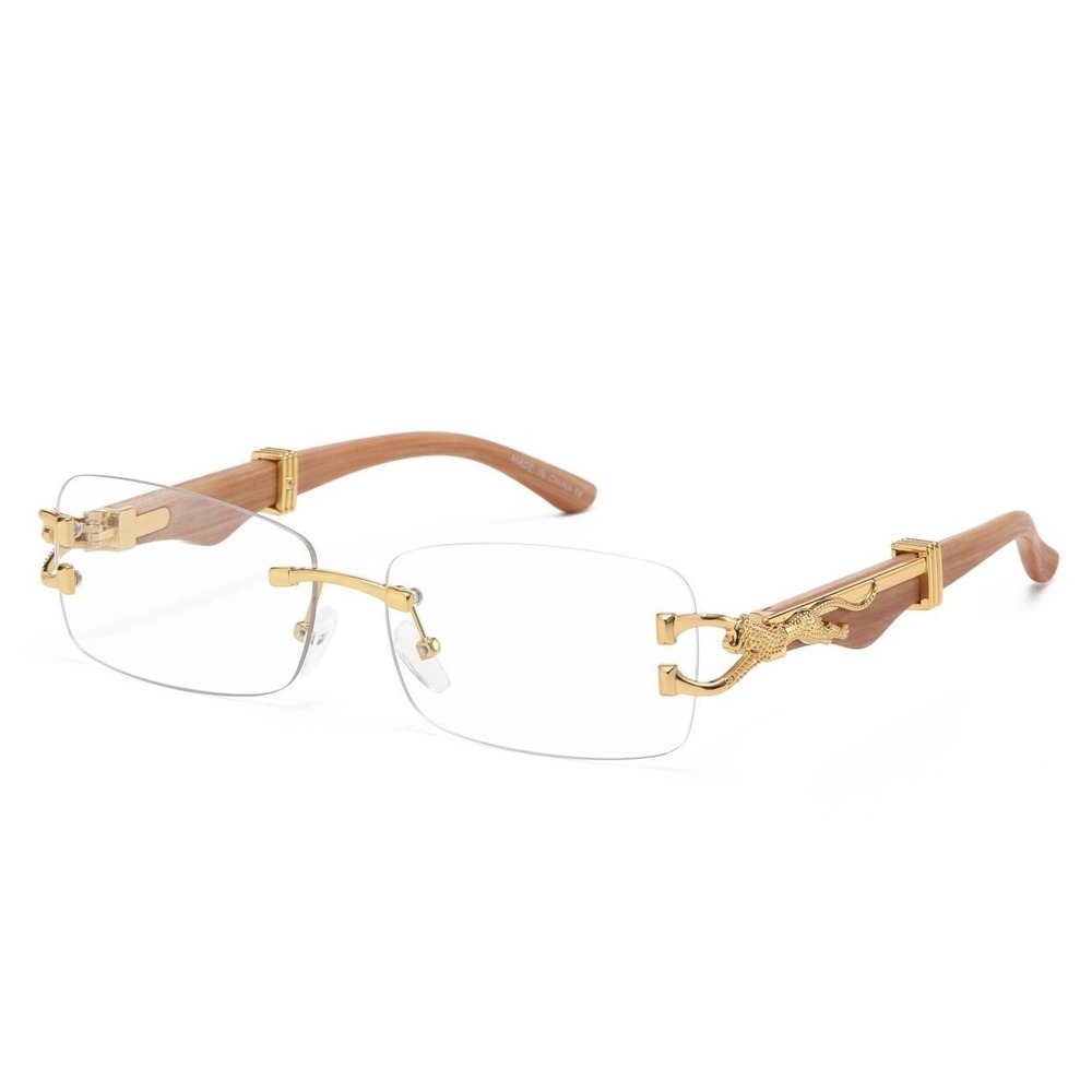 Glasses Men Light‎ weight Wood Frame Clear Lens Eyeglasses Fashion Cholo Rapper